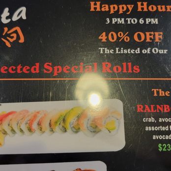 Hinata Hibachi & Sushi - Inflated happy hour sushi rolls. Almost the same price as regular menu after 40% off - Japanese Near Me - Fairfield, California