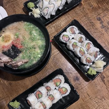 HONDA-YA Tustin - Ramen Salmon and Avocado Hand Roll, Spicy Tuna Roll, and California Roll - Sushi Bars Near Me - Tustin, California HONDA-YA Tustin - Ramen Salmon and Avocado Hand Roll, Spicy Tuna Roll, and California Roll - Sushi Bars Near Me - Tustin, California