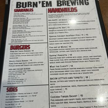Burn 'Em Brewing - Food menu - Brewpubs Near Me - Michigan City, Indiana