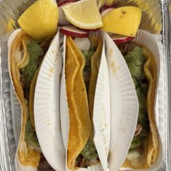 Birria tacos (broth not in photo but provided)