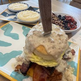 Belly Buster, Cheesy Grits, Yogurt & Berries
