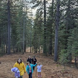 Family climbing up the hill finding the perfect tree. Family climbing up the hill finding the perfect tree.