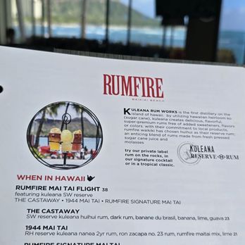 RumFire - Mai Tai flight menu and description - Asian Fusion Near Me - Honolulu, Hawaii