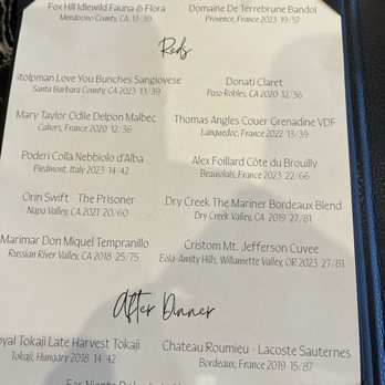 The Lark - Menu - Red wines - Wine Bars Near Me - Ada, Michigan