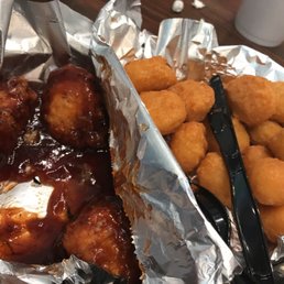 Boneless wings are sold chunks of chicken. No mysterious meat here. Boneless wings are sold chunks of chicken. No mysterious meat here.