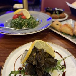 Grape leaves and tabbouleh Grape leaves and tabbouleh