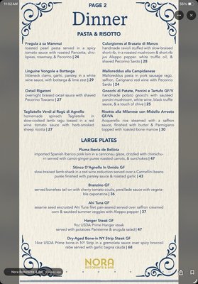 Menu photo 2 Nora Restaurant Chicago, IL Menu photo 2 Nora Restaurant Chicago, IL