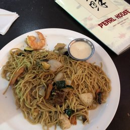 House combo hibachi noodles with yum yum sauce. House combo hibachi noodles with yum yum sauce.
