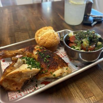 Proposition Chicken - My order: rotisserie chicken, salad, muffin, and lemonade. - Chicken Shop Near Me - San Francisco, California Proposition Chicken - My order: rotisserie chicken, salad, muffin, and lemonade. - Chicken Shop Near Me - San Francisco, California