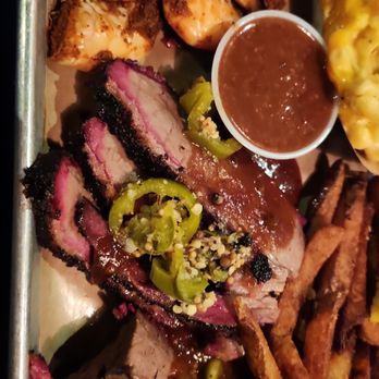 Dinosaur Bar-B-Que - Pick 3 combo -2 brisket and 1 shrimp with side of Mac and cheese and fries - Barbeque Near Me - Rochester, New York Dinosaur Bar-B-Que - Pick 3 combo -2 brisket and 1 shrimp with side of Mac and cheese and fries - Barbeque Near Me - Rochester, New York