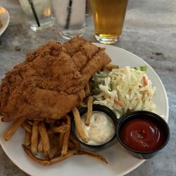 Tap City Grille - Fish & Chips... a lot of food and I think reasonably priced.