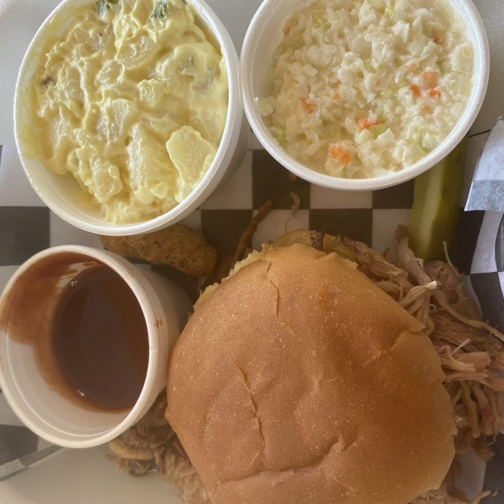 Piggy Went A Smokin BBQ - Pulled pork sandwich potato salad coleslaw - Barbeque Near Me - Wise, Virginia Piggy Went A Smokin BBQ - Pulled pork sandwich potato salad coleslaw - Barbeque Near Me - Wise, Virginia