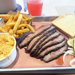 Lean brisket with fries and Mac n cheese