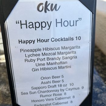 Oku - Happy you drinks menu - Sushi Bars Near Me - Santa Barbara, California Oku - Happy you drinks menu - Sushi Bars Near Me - Santa Barbara, California