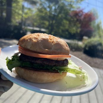 Town Hall Burger and Beer - Hamburger on a gluten free bun - Burgers Near Me - Raleigh, North Carolina Town Hall Burger and Beer - Hamburger on a gluten free bun - Burgers Near Me - Raleigh, North Carolina