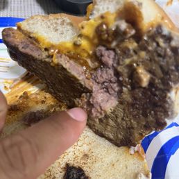 Undercooked old patty Undercooked old patty