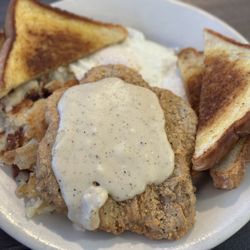 The Crows Nest Diner - Two eggs, country fried steak, homefries & toast $10.99