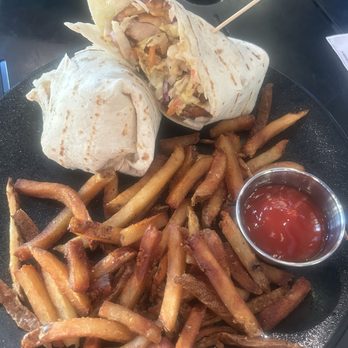 Dunstan Tap & Table - Crispy Japanese chicken karaage wrap with well cooked fries - Burgers Near Me - Scarborough, Maine