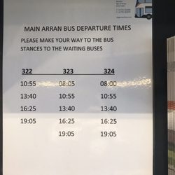 Brodick Ferry Terminal - Bus schedule leaving from ferry terminal.