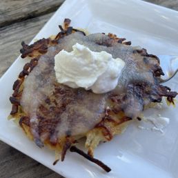 Potato Pancake with applesauce and sour cream! Potato Pancake with applesauce and sour cream!