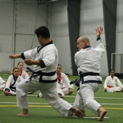 Newtown Moo Duk Kwan - May 11, 2013:  Mr Rich Ahlers, head instructor on right, demonstrates at Newtown Youth Academy.