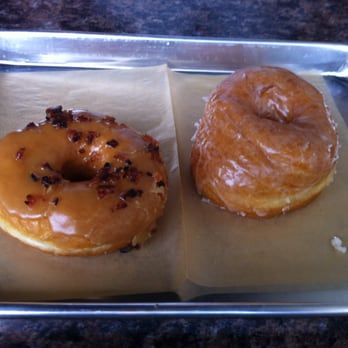 Revolution Doughnuts - Bacon & Caramel (yeast) and vanilla bean (yeast) - Donuts Near Me - Decatur, Georgia Revolution Doughnuts - Bacon & Caramel (yeast) and vanilla bean (yeast) - Donuts Near Me - Decatur, Georgia