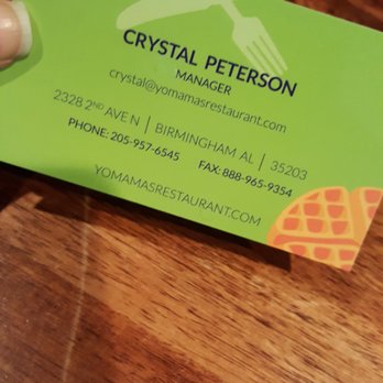 Yo' Mama's - Restaurant business cards - Gluten-Free Near Me - Birmingham, Alabama