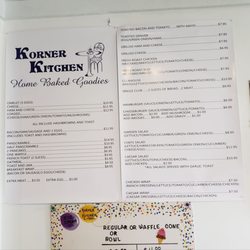 Korner Kitchen - The menu on the wall. Most desserts are not on the menu.