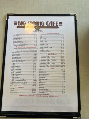 Menu photo 4 Big Spring Cafe Huntsville, AL