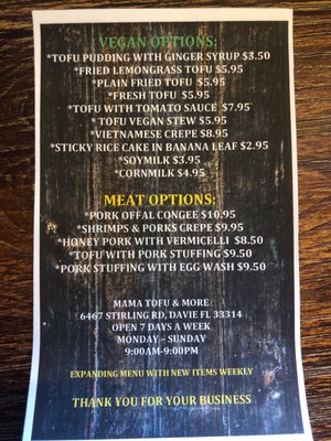 Menu photo 7 MaMa ToFu & More Davie, FL