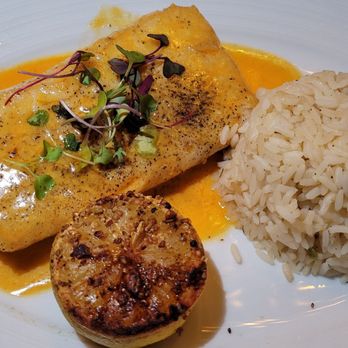 Nevada Steak - Halibut with rice - Steakhouses Near Me - Reno, Nevada