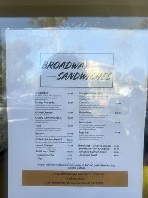 Menu photo 3 Broadway Sandwiches Laguna Beach, CA
