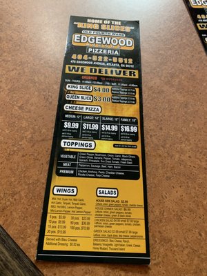 Menu photo 8 Edgewood Pizza Atlanta, GA