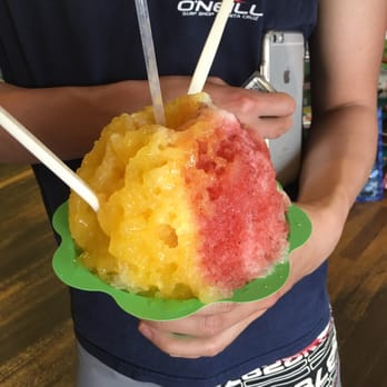 Hee Fat General Store - Hawaiian sunrise shave ice with real fruit syrup and a scoop of vanilla ice cream at the bottom. - Shaved Ice Near Me - Kapaa, Hawaii