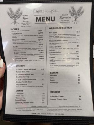 Menu photo 1 The Wild Harvest Kitchen Seminole, TX Menu photo 1 The Wild Harvest Kitchen Seminole, TX