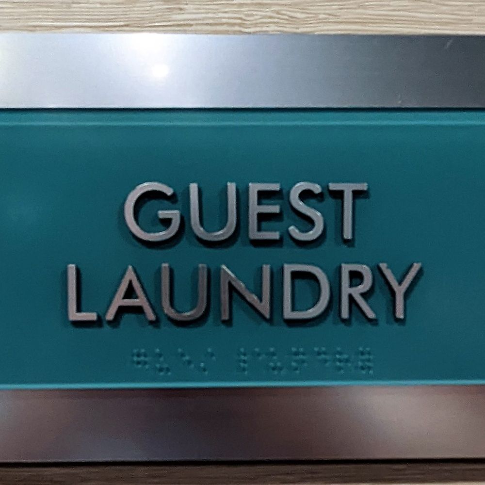 This is a sign at the entrance to the guest laundry. Photo taken August 27, 2022. This is a sign at the entrance to the guest laundry. Photo taken August 27, 2022.