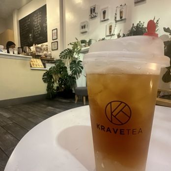 Krave Tea - Chamomile mint tea with lychee jelly - Bubble Tea Near Me - Winter Park, Florida Krave Tea - Chamomile mint tea with lychee jelly - Bubble Tea Near Me - Winter Park, Florida