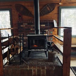 Arizona Nordic Village - Main lodge wood stove, open to all guests.