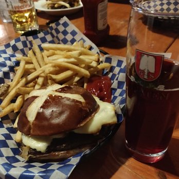 Hessen Haus - German burger and a blueberry cider. Yum! - German Near Me - Des Moines, Iowa Hessen Haus - German burger and a blueberry cider. Yum! - German Near Me - Des Moines, Iowa