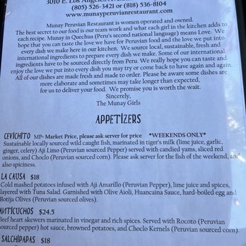 Munay Restaurant - So many choices - Peruvian Near Me - Simi Valley, California Munay Restaurant - So many choices - Peruvian Near Me - Simi Valley, California
