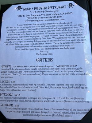 Menu photo 1 Munay Restaurant Simi Valley, CA Menu photo 1 Munay Restaurant Simi Valley, CA