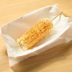 Paco's Taqueria - Street corn cob : Traditional Mexican corn on the cob, with mayo, queso cotija, and chili powder