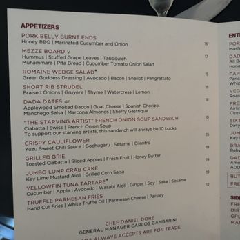 Dada - Menu - New American Near Me - Delray Beach, Florida