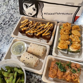 Pubbelly Sushi Brickell - Butter crab roll, big eye tuna roll, crunchy salmon roll, shrimp tempura roll, edamame - Sushi Bars Near Me - Miami, Florida