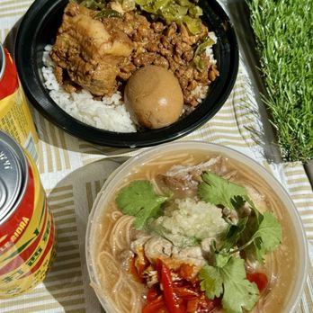 Taiwan Fest - Taiwanese Braised Pork Belly Rice (top), Taiwanese Vermicelli with Intestines (bottom) - Festivals Near Me - Queens, New York Taiwan Fest - Taiwanese Braised Pork Belly Rice (top), Taiwanese Vermicelli with Intestines (bottom) - Festivals Near Me - Queens, New York