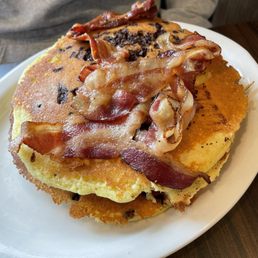 Chocolate Chip Pancakes with bacon Chocolate Chip Pancakes with bacon