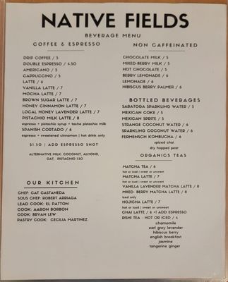 Menu photo 4 Native Fields Walnut, CA