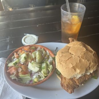 The Dudley Chateau - Fish sandwich, side, salad, iced tea - Bars Near Me - Wayland, Massachusetts The Dudley Chateau - Fish sandwich, side, salad, iced tea - Bars Near Me - Wayland, Massachusetts