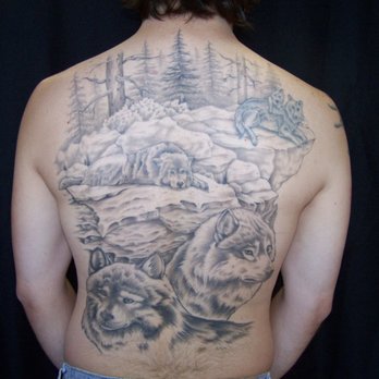 2Vivid - Wolves back piece tattoo, 2011 - Tattoo Near Me - Abbottstown, Pennsylvania 2Vivid - Wolves back piece tattoo, 2011 - Tattoo Near Me - Abbottstown, Pennsylvania