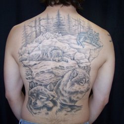 2Vivid - Wolves back piece tattoo, 2011